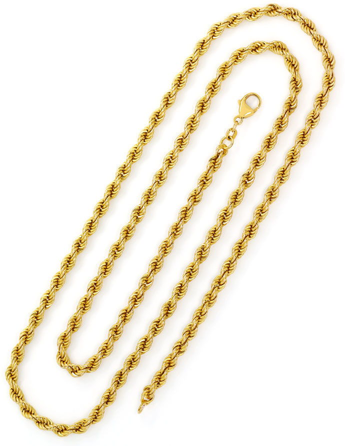 Foto 3 - Lange Gelbgoldkette im Kordel Muster in 80cm Länge, 14K, K2729