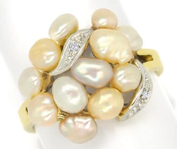 Foto 1 - Diamantring mit 12 Perlen in zarten Pastelltönen in 14K, Q0260