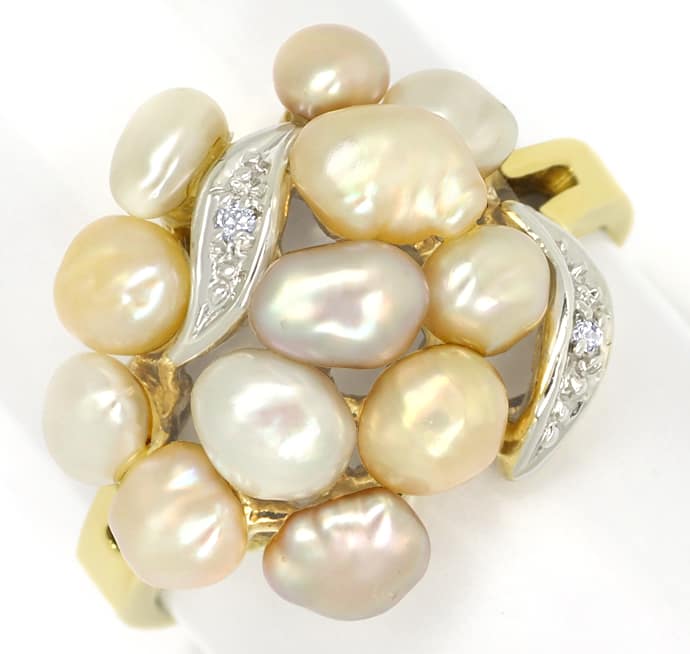 Foto 2 - Diamantring mit 12 Perlen in zarten Pastelltönen in 14K, Q0260